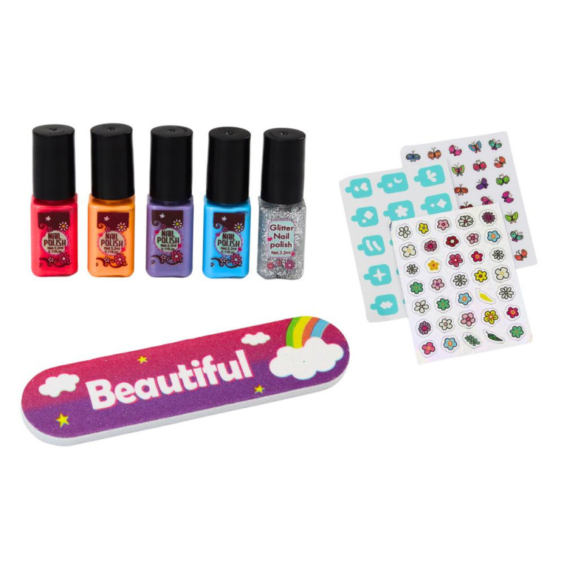 Zestaw Do Stylizacji Paznokci Manicure Lakiery Naklejki Suszarka