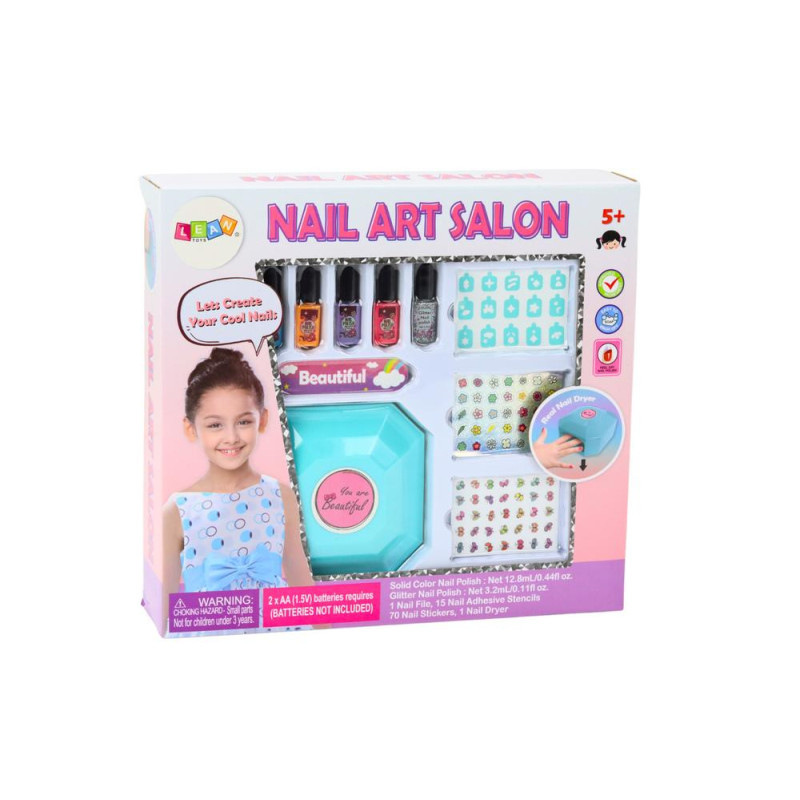 Zestaw Do Stylizacji Paznokci Manicure Lakiery Naklejki Suszarka