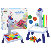 Mini Projektor Stolik Tetris 2w1 Jednorożec Niebieski