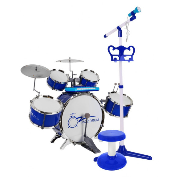 Zestaw muzyczny Perkusja + Keyboard + Mikrofon dla dzieci 3+ niebieski Dźwięki Światła Zestaw muzyczny Perkusja + Keyboard + Mikrofon dla dzieci 3+ niebieski Dźwięki Światła