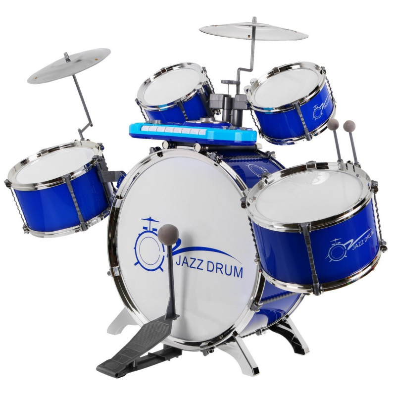 Zestaw muzyczny Perkusja + Keyboard + Mikrofon dla dzieci 3+ niebieski Dźwięki Światła