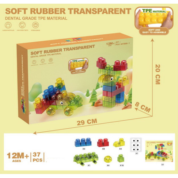 Zestaw Miękkich Żelowych Klocków 37el.