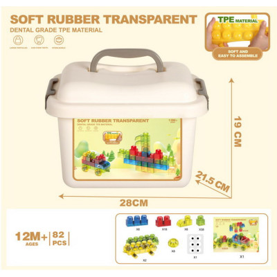 Zestaw Miękkich Żelowych Klocków 82el. + Kuferek