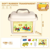 Zestaw Miękkich Żelowych Klocków 82el. + Kuferek