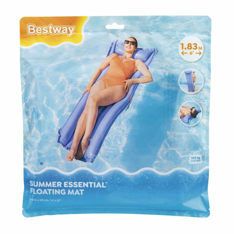 Dmuchany Materac do pływania Fioletowy BESTWAY 183x69cm + Poduszka