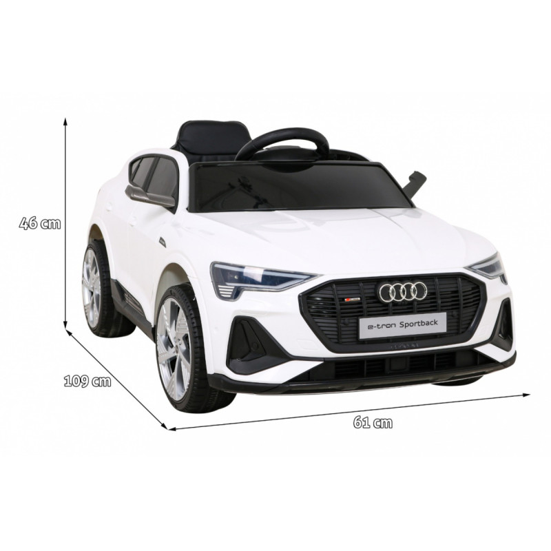 Audi E-Tron Sportback dla dzieci Biały + Pilot + Napęd 4x4 + Wolny Start + Radio MP3 + LED