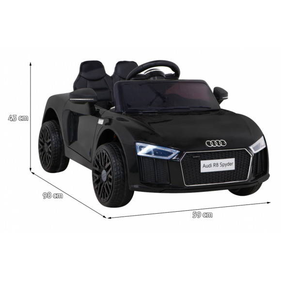 Audi R8 na akumulator dla dzieci Czarny + Pilot + EVA + Wolny Start + MP3 LED