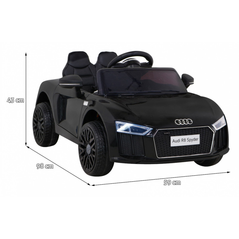Audi R8 na akumulator dla dzieci Czarny + Pilot + EVA + Wolny Start + MP3 LED