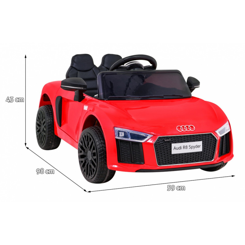 Audi R8 na akumulator dla dzieci Czerwony + Pilot + EVA + Wolny Start + MP3 LED