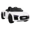 Audi R8 Spyder na akumulator Biały + Pilot + EVA + Wolny Start + Radio MP3 + LED Audi R8 Spyder na akumulator Biały + Pilot + EVA + Wolny Start + Radio MP3 + LED