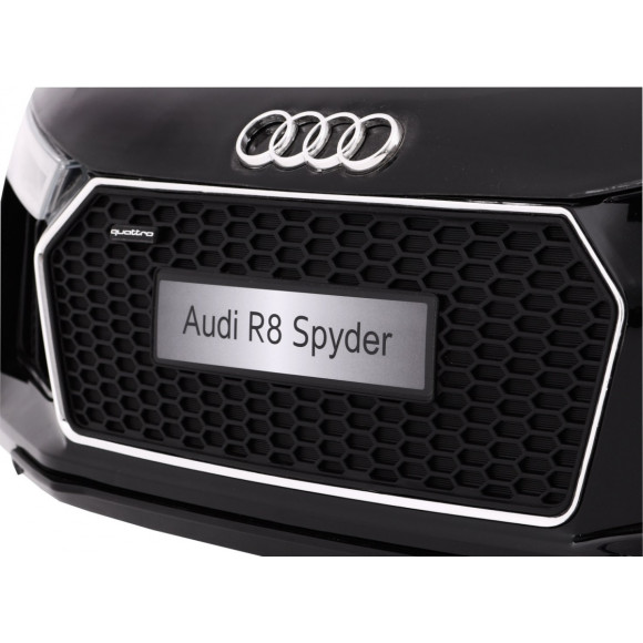 Audi R8 Spyder na akumulator Czarny + Pilot + EVA + Wolny Start + Radio MP3 + LED Audi R8 Spyder na akumulator Czarny + Pilot + EVA + Wolny Start + Radio MP3 + LED