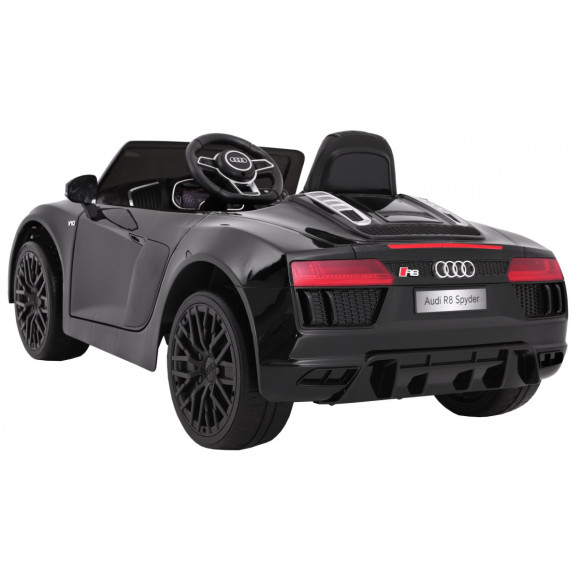 Audi R8 Spyder na akumulator Czarny + Pilot + EVA + Wolny Start + Radio MP3 + LED Audi R8 Spyder na akumulator Czarny + Pilot + EVA + Wolny Start + Radio MP3 + LED
