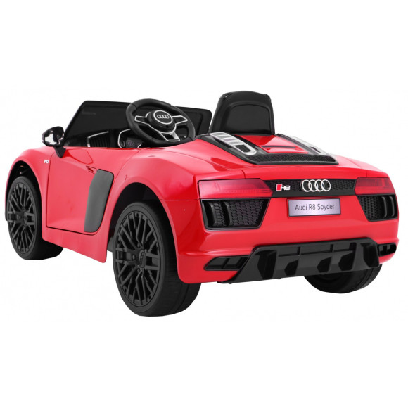 Audi R8 Spyder na akumulator Czerwony + Pilot + EVA + Wolny Start + Radio MP3 + LED Audi R8 Spyder na akumulator Czerwony + Pilot + EVA + Wolny Start + Radio MP3 + LED