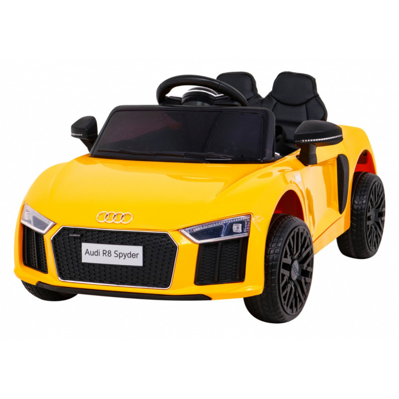 Audi R8 na akumulator dla dzieci Żółty + Pilot + EVA + Wolny Start + MP3 LED