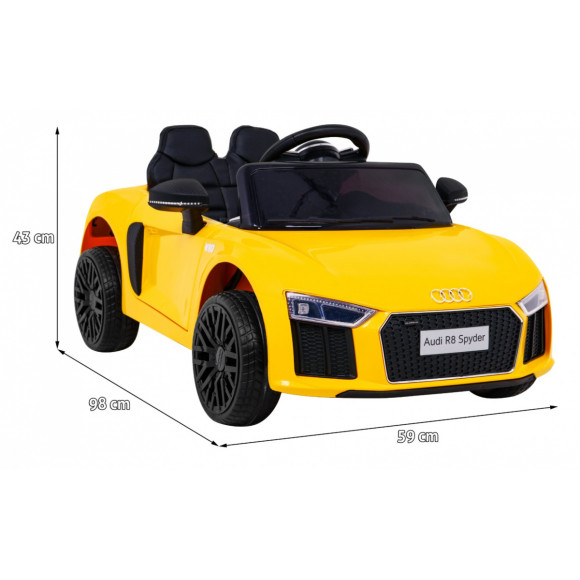Audi R8 na akumulator dla dzieci Żółty + Pilot + EVA + Wolny Start + MP3 LED