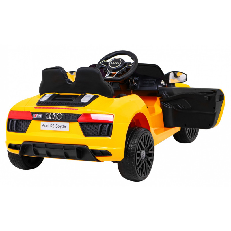 Audi R8 na akumulator dla dzieci Żółty + Pilot + EVA + Wolny Start + MP3 LED
