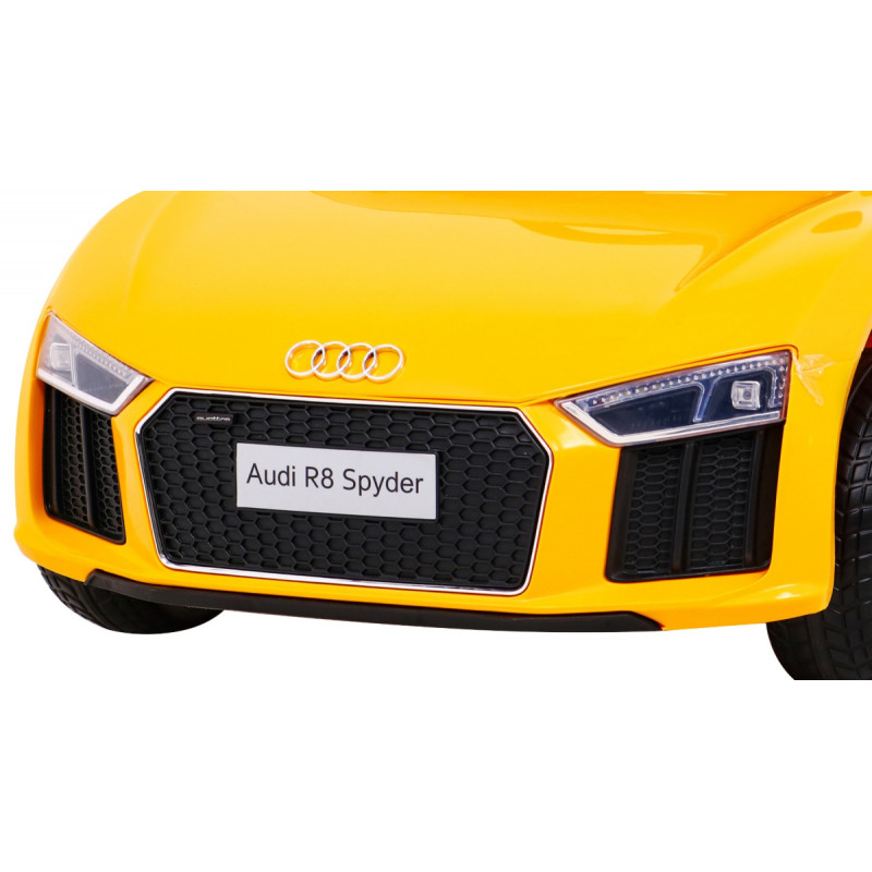 Audi R8 na akumulator dla dzieci Żółty + Pilot + EVA + Wolny Start + MP3 LED