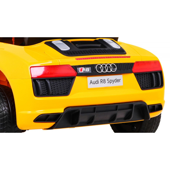 Audi R8 na akumulator dla dzieci Żółty + Pilot + EVA + Wolny Start + MP3 LED