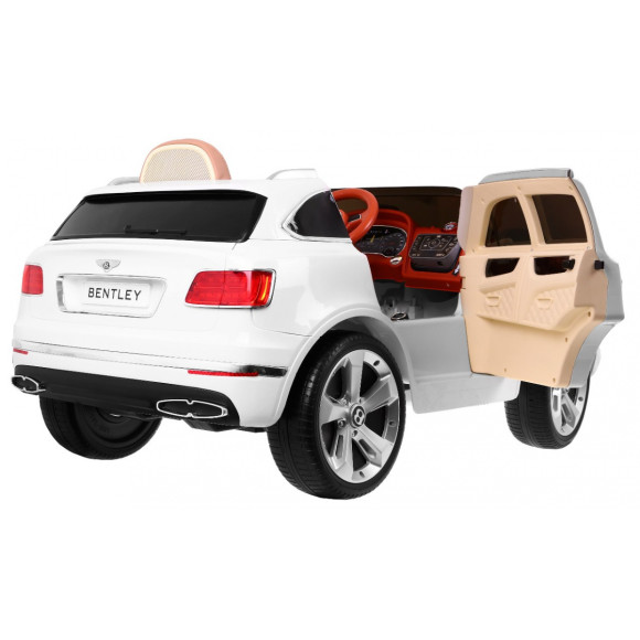 Auto na akumulator Bentley Bentayga dla dzieci Biały + Koła EVA + Radio MP3 + Pilot