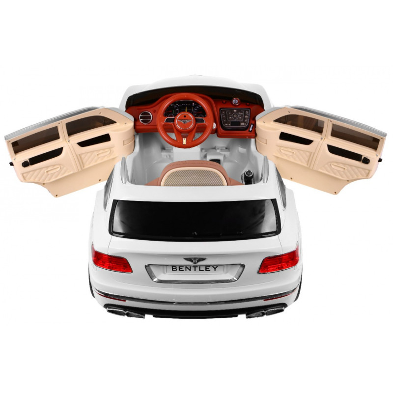 Auto na akumulator Bentley Bentayga dla dzieci Biały + Koła EVA + Radio MP3 + Pilot
