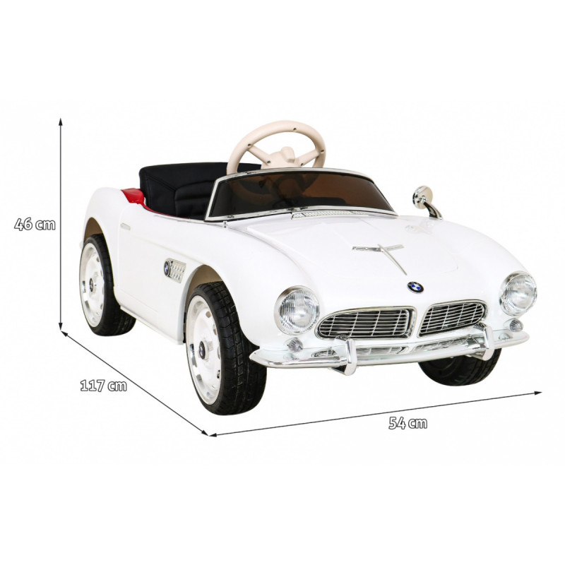 Autko BMW 507 Retro elektryczne dla dzieci Biały + Audio LED + Pilot + Ekoskóra + EVA + Wolny Start
