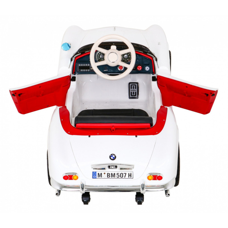 Autko BMW 507 Retro elektryczne dla dzieci Biały + Audio LED + Pilot + Ekoskóra + EVA + Wolny Start