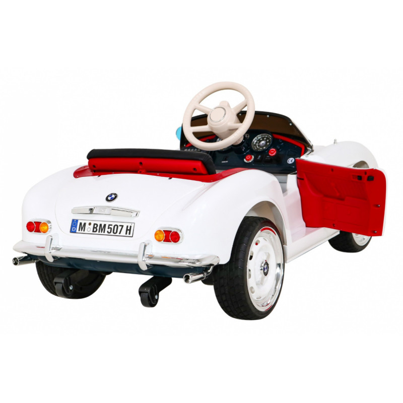 Autko BMW 507 Retro elektryczne dla dzieci Biały + Audio LED + Pilot + Ekoskóra + EVA + Wolny Start