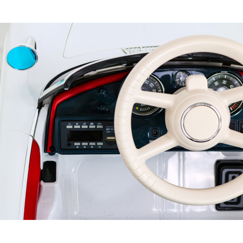 Autko BMW 507 Retro elektryczne dla dzieci Biały + Audio LED + Pilot + Ekoskóra + EVA + Wolny Start