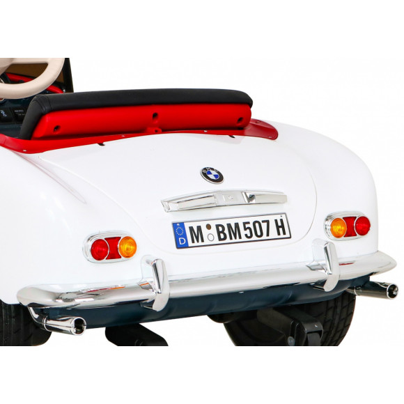 Autko BMW 507 Retro elektryczne dla dzieci Biały + Audio LED + Pilot + Ekoskóra + EVA + Wolny Start