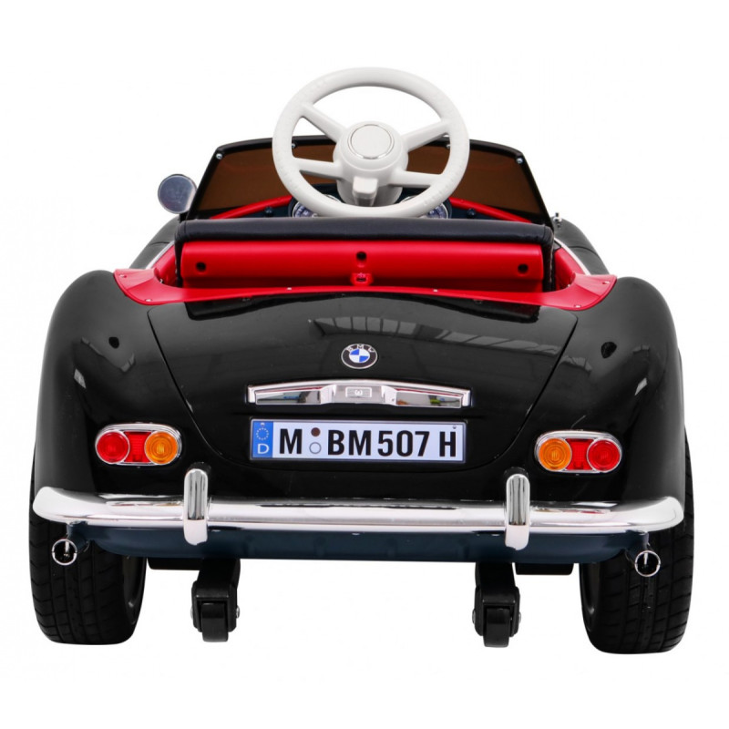 Autko BMW 507 Retro elektryczne dla dzieci Czarny + Audio LED + Pilot + Ekoskóra + EVA + Wolny Start