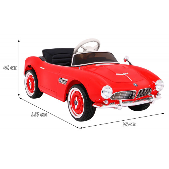 Autko BMW 507 Retro elektryczne dla dzieci Czerwony + Audio LED + Pilot + Ekoskóra + EVA + Wolny Start