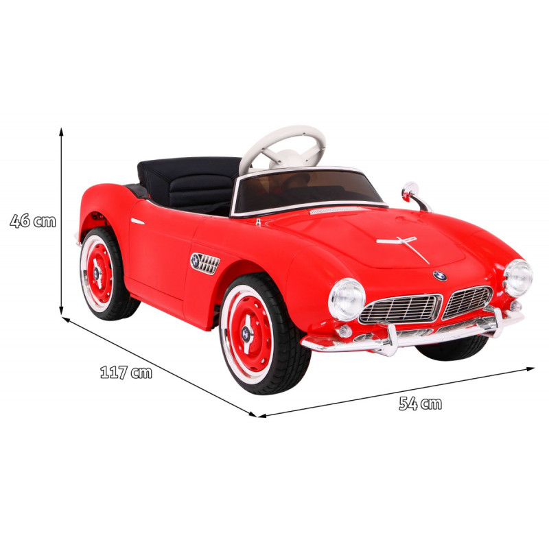 Autko BMW 507 Retro elektryczne dla dzieci Czerwony + Audio LED + Pilot + Ekoskóra + EVA + Wolny Start