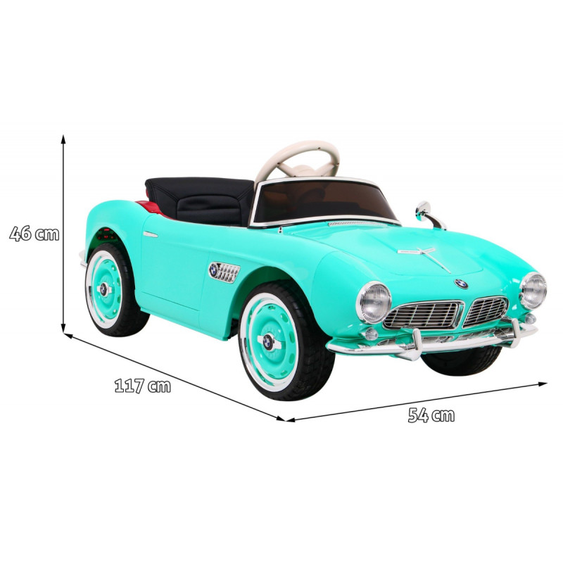 Autko BMW 507 Retro elektryczne dla dzieci Zielony + Audio LED + Pilot + Ekoskóra + EVA + Wolny Start