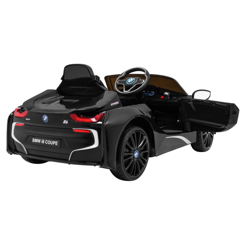 BMW I8 Lift Auto na akumulator Czarny + Pilot + Wolny Start + 3-pkt pasy + MP3 USB + LED