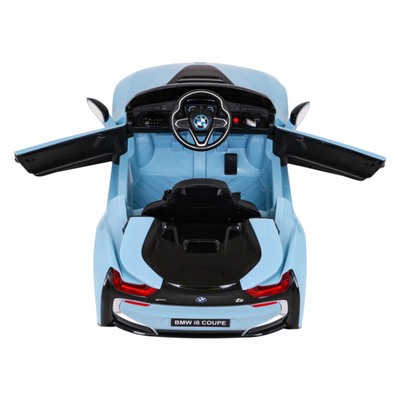 BMW I8 Lift Auto na akumulator Niebieski + Pilot + Wolny Start + 3-pkt pasy + MP3 USB + LED