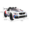 BMW M6 GT3 Auto na akumulator dla dzieci Biały + Nawiew powietrza + Dźwięki MP3 Światła + Pilot