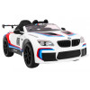 BMW M6 GT3 Auto na akumulator dla dzieci Biały + Nawiew powietrza + Dźwięki MP3 Światła + Pilot