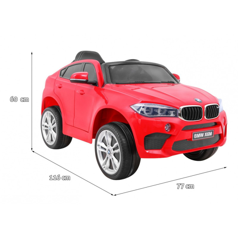 BMW X6M Elektryczne Autko dla dzieci Czerwony + Pilot + EVA + Wolny Start + Panel audio + LED