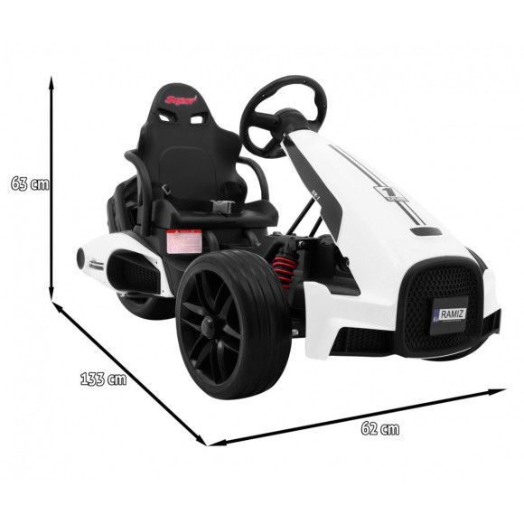 Gokart na akumulator Bolid XR-1 dla dzieci Biały + Regulowana kierownica + Profilowane siedzenie