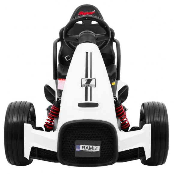 Gokart na akumulator Bolid XR-1 dla dzieci Biały + Regulowana kierownica + Profilowane siedzenie