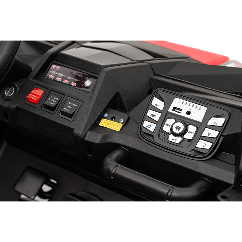 Buggy ATV Strong Racing dla 2 dzieci Czerwony + Silnik bezszczotkowy + Pompowane koła + Audio LED