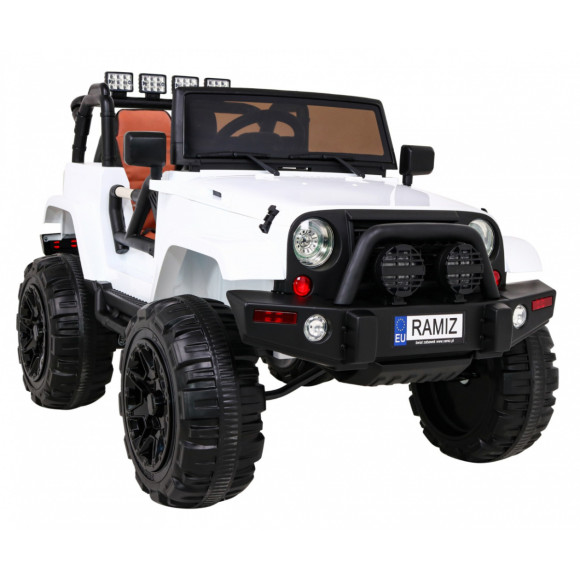 Auto na akumulator All Terrain dla dzieci Biały Terenówka typu jeep + Pilot + Światła Dźwięki