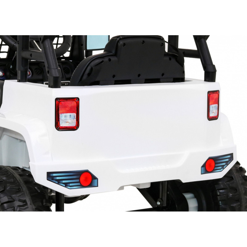 Autko Jeep Dark Night na akumulator dla dzieci Biały + Wolny Start + EVA + Audio LED