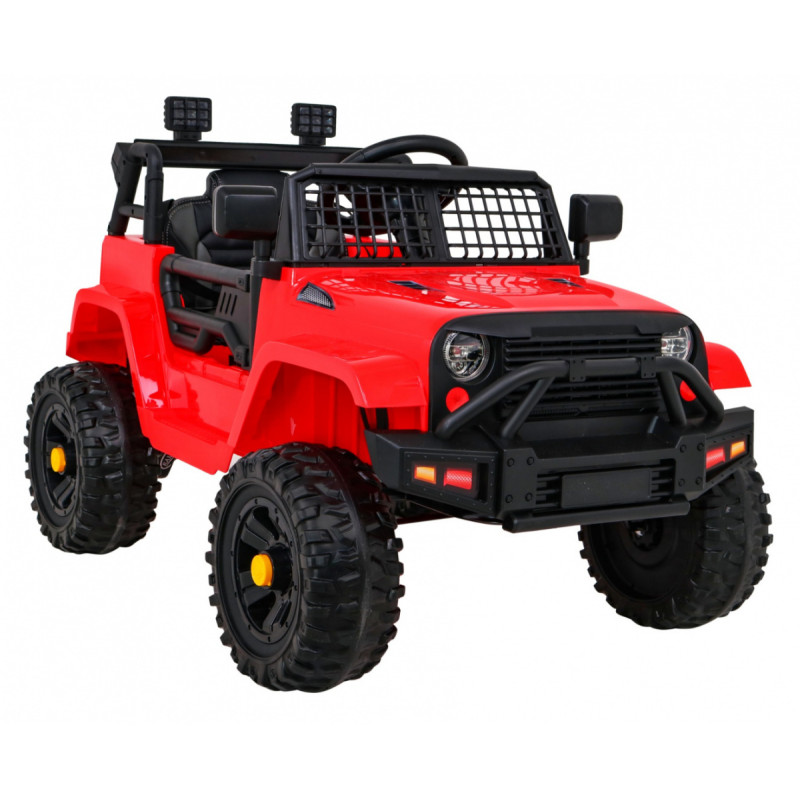 Autko Jeep Dark Night na akumulator dla dzieci Czerwony + Wolny Start + EVA + Audio LED