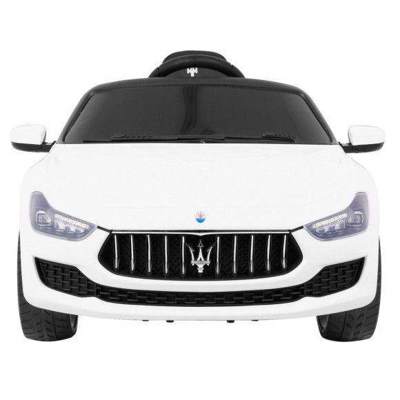 Maserati Ghibli na akumulator dla dzieci Biały + Pilot + Wolny Start + EVA + MP3 USB + LED