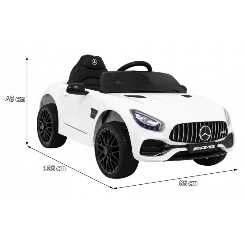 Mercedes Benz GT na akumulator dla dzieci Biały + Pilot + Wolny Start + MP3 LED