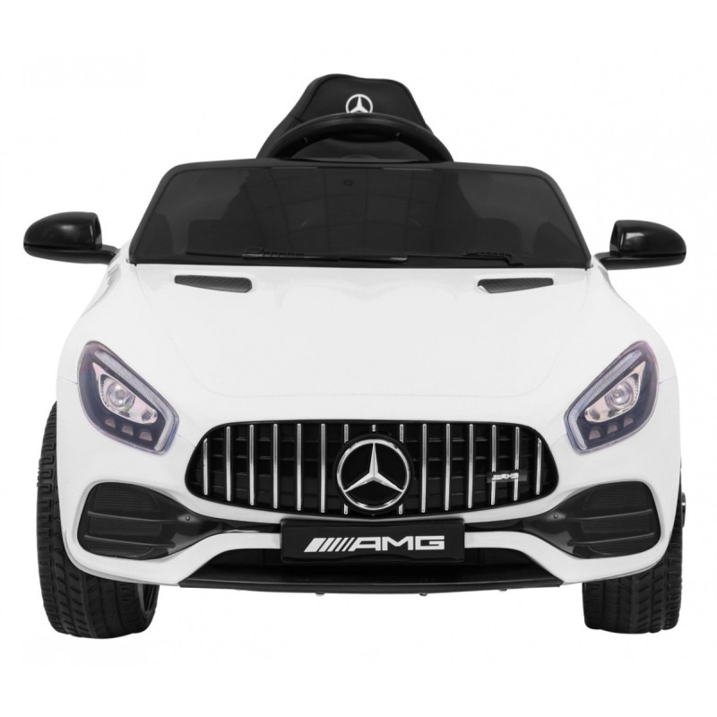 Mercedes Benz GT na akumulator dla dzieci Biały + Pilot + Wolny Start + MP3 LED