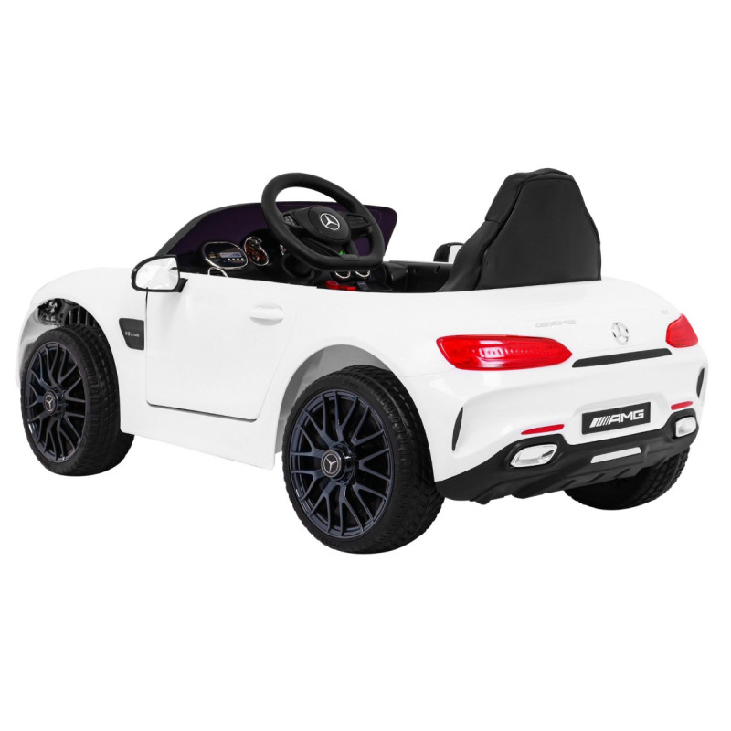 Mercedes Benz GT na akumulator dla dzieci Biały + Pilot + Wolny Start + MP3 LED