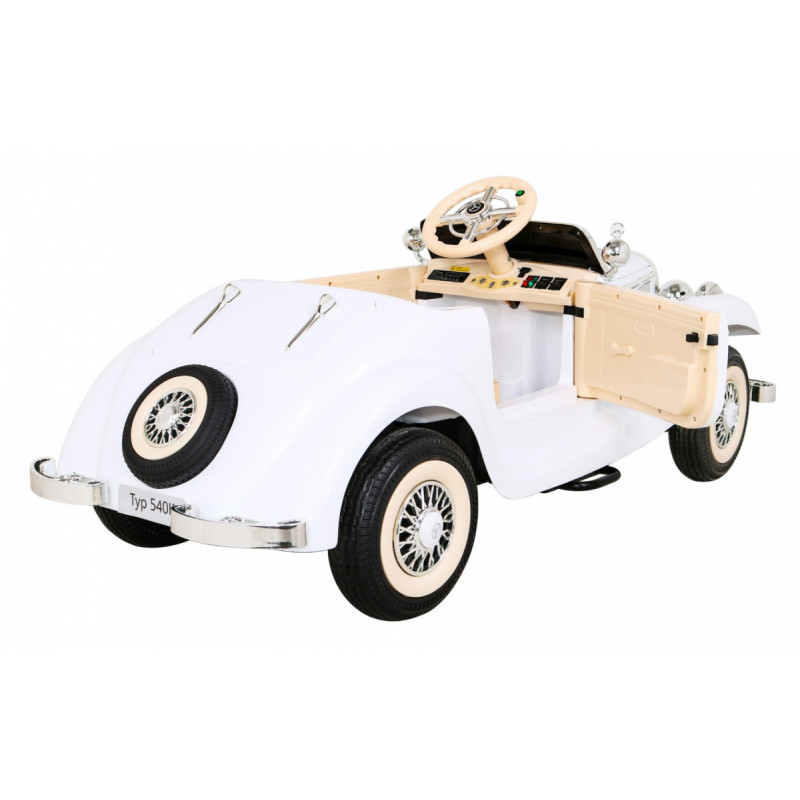 Mercedes Benz Retro 540A dla dzieci Biały + Tryb "Rodzica" + Pilot + Panel audio + LED