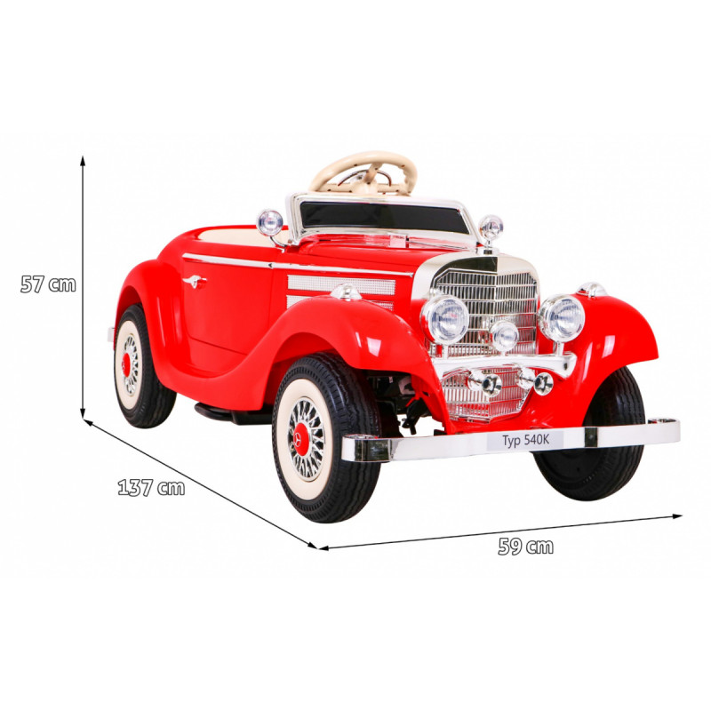 Mercedes Benz Retro 540A dla dzieci Czerwony + Tryb "Rodzica" + Pilot + Panel audio + LED